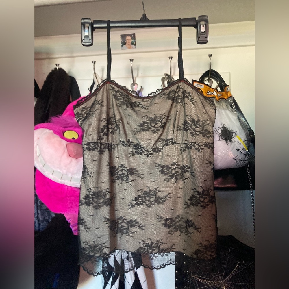 Black lace cami tank top